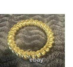 RARE & Estate 10K Yellow Gold Over Heavy Hinged Rope 7.5 Bangle Bracelet Womens