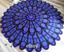 RARE FIND- COMPLETED PIECE ANNIES Cathedral Rose Stained Glass Window Afghan