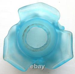 RARE French shade lamp glass paste Flower ROSE 13 blue petals