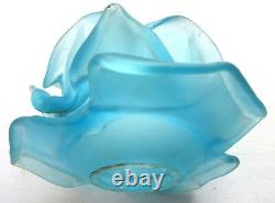 RARE French shade lamp glass paste Flower ROSE 13 blue petals