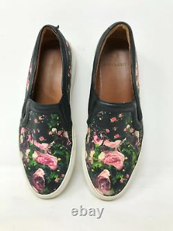 RARE GIVENCHY Black Leather Floral Pink Rose Loafers Slip-On sneakers Sz 38 8
