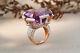 Rare & Huge 8 Ct Cushion Cut Purple Amethyst Solitaire Ring In 14k Rose Gold Fn