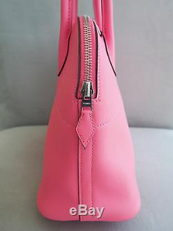 RARE! Hermes NEW Bolide 27 cm Rose Azalee PINK Tote Shoulder Bag PM