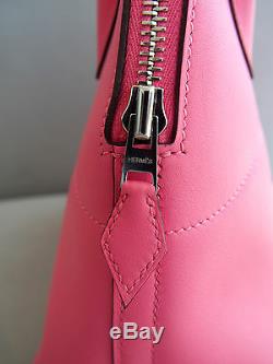 RARE! Hermes NEW Bolide 27 cm Rose Azalee PINK Tote Shoulder Bag PM