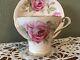 Rare Large Cabbage Pink Roses Aynsley Corset Tea Cup & Saucer England