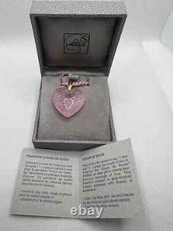 RARE Lalique Coeur De Roses Pink Heart Pendant Gold Plated