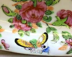 RARE Large Chinese Famille Rose Celadon Porcelain Oval Plate 19th C