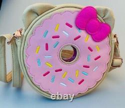 RARE Loungefly Loves Sanrio Hello Kitty Pink Rose Gold Donut Purse Crossbody Bag