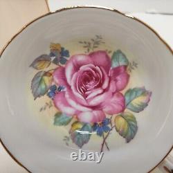 RARE PARAGON PINK CABBAGE ROSE CUP & SAUCER on Pink Colorway Double Warrant 1940