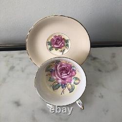 RARE PARAGON Pink Cabbage Rose Tea Cup & Saucer Soft Peach Double Warrant 1940