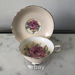 RARE PARAGON Pink Cabbage Rose Tea Cup & Saucer Soft Peach Double Warrant 1940