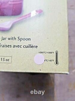 RARE ROSE PINK- Le Creuset Stoneware Berry/Jam Jar & Silicone Spreader-NEW Boxed