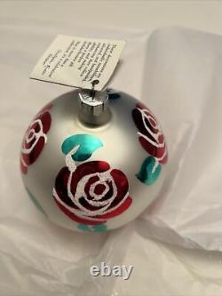 RARE Radko Vintage 1992 Christmas Rose Ball Ornament HTF Beautiful Early Examp