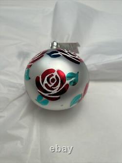 RARE Radko Vintage 1992 Christmas Rose Ball Ornament HTF Beautiful Early Examp