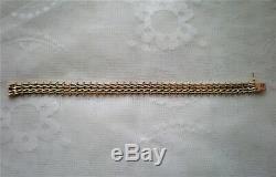 RARE Russian 14K 583 Rose Pink Green/Yellow Gold Two Tone Tennis Bracelet 19.3 g