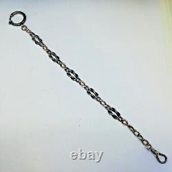 RARE SOLID SILVER NIELLO and Vermeil Rose GOLD POCKET WATCH CHAIN SEAL