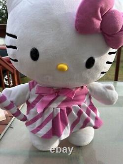 RARE Sanrio LARGE 20 Hello Kitty Standing Plush PINK Candy-Cane Door Greeter