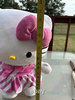 RARE Sanrio LARGE 20 Hello Kitty Standing Plush PINK Candy-Cane Door Greeter