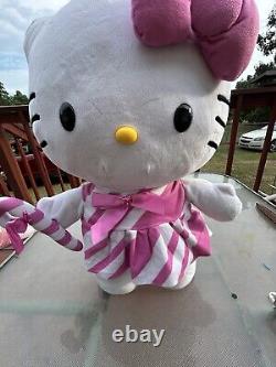 RARE Sanrio LARGE 20 Hello Kitty Standing Plush PINK Candy-Cane Door Greeter