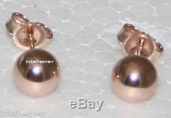 RARE Solid 14K Pink Rose Gold 6mm BALL Stud Earrings Shiny+ Quality Safety Backs