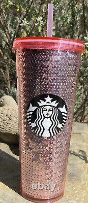 RARE Starbucks 2017 VALENTINE Rose Gold Sequin Tumbler Pink Cold Cup HTF & NWT