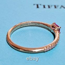 RARE Tiffany & Co. 18k Rose Gold Baguette Pink Sapphire Diamond Metro Novo Ring