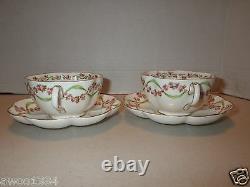 RARE! Tiffany & Co & Sons NY England Pink Roses 19474 Soup Bowls with Liner Plates