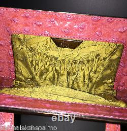 RARE Unused Vintage John Galliano Patent Ostrich Leather, Silk Lined Handbag