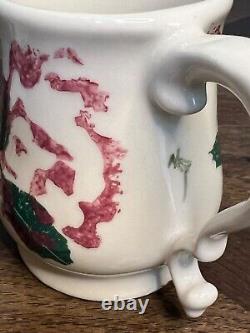 RARE VTGHartstone PotterySIGNEDPink Cabbage Rose Teapot, Cream, Tray, Mug set