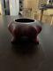 Rare Van Briggle Pottery 1940s Persian Rose Red Mid Century Modern Footed Bowl