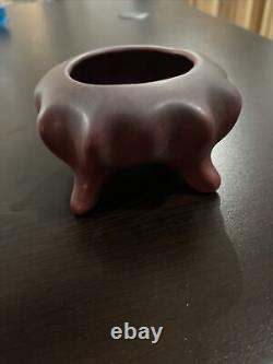 RARE Van Briggle Pottery 1940s Persian Rose Red Mid Century Modern Footed Bowl