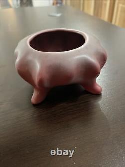 RARE Van Briggle Pottery 1940s Persian Rose Red Mid Century Modern Footed Bowl