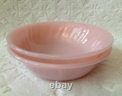 RARE Vintage Anchor-Hocking Fire-King 50s 2 Rose-Ite Swirl Pink M-G Berry-Bowls