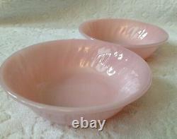 RARE Vintage Anchor-Hocking Fire-King 50s 2 Rose-Ite Swirl Pink M-G Berry-Bowls