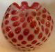Rare Vintage Fenton Art Glass Cranberry Opalescent Rose Bowl