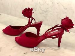 RARE Yves Saint Laurent Rose Suede Sandals with Thorn Heel. Size 38.5