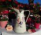 Rare Antique Enameled French Japy Pitcher Pink Rose Pansy 1930s No Coffee Pot