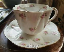 REDUCED. Rare MOUSTACHE Antique Foley China Pink Roses Pattern Cup & Saucer