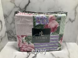 Ralph Lauren Home WATERMILL Patchwork SHOWER CURTAIN RARE Pink Cabbage Roses