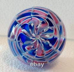 RareCrownPAIRPOINT PAPERWEIGHT1973LatticinoCabbage Rose CrownSpiral Ribbon