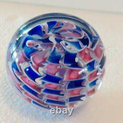 RareCrownPAIRPOINT PAPERWEIGHT1973LatticinoCabbage Rose CrownSpiral Ribbon