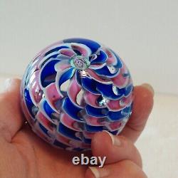 RareCrownPAIRPOINT PAPERWEIGHT1973LatticinoCabbage Rose CrownSpiral Ribbon