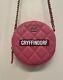 Rare 100% Auth Chanel Rose Pink Lambskin Leather Round Mini Chain Clutch Bag
