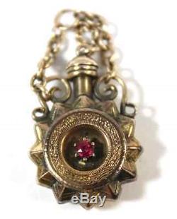 Rare 14kt Rose Gold Victorian Urn Pendant Pink Sapphire