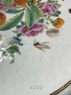 Rare 17.3 Inches Antique Chinese Famille Rose Platter 18th Century