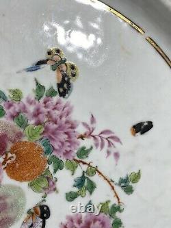 Rare 17.3 Inches Antique Chinese Famille Rose Platter 18th Century
