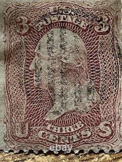 Rare 1861 Rose 3c George Washington National Bank Note Stamp