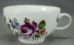 Rare 18th Century Zurich Swiss Hand Painted Pink Rose Floral Porcelain Tea Cup