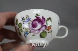 Rare 18th Century Zurich Swiss Hand Painted Pink Rose Floral Porcelain Tea Cup