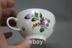 Rare 18th Century Zurich Swiss Hand Painted Pink Rose Floral Porcelain Tea Cup